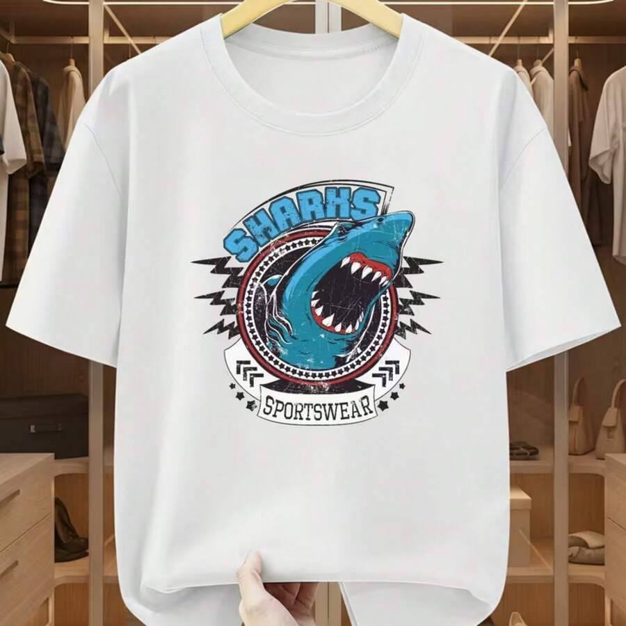 Printed T-Shirt For Men And Women - 白色 - 查看 1