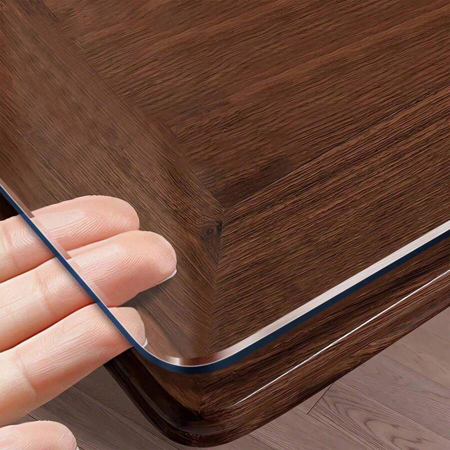 1pc 0.25mm Thick Transparent PVC Table Cover, High-Quality Scratch-Resistant And Heat-Resistant Dining Table Protector Mat, Suitable For Home And Hotel - White - View 1
