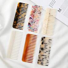 1pc Acetate Comb Suitable For Both Men And Women, Easy To Carry, Anti-Static Wide Comb, Simple Hair Accessories, Travel Essentials - Multicolor - View 5