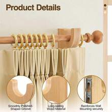 2Pc Wooden Curtain Rod Brackets,Curtain Rod Holders For Window Drapery Rods, Heavy Duty Curtain Rod Supports, Easy To Install,Fits For Bathroom, Bedroom, Wardrobes - 2pcs - View 5