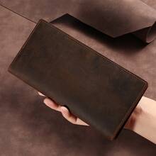 Vintage Crazy Horse Leather Long Wallet Men Genuine Leather 70% Off Wallet Multi-Functional Business First Layer Cowhide Clutch Bag Men - Long Wallet - View 2