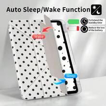Ốp bảo vệ dạng gập màu trắng chấm bi cho máy tính bảng, có dây đeo, chống sốc, kiểu dáng nữ tính. - trắng - Xem 2