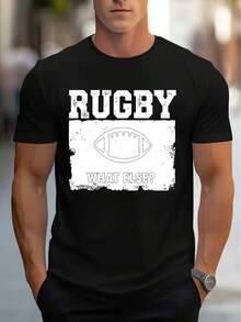Camiseta de Rugby de Edición Limitada para Hombre, Transpirable, de Manga Corta y Cuello Redondo, con Estampado de la Unión de Rugby, Ropa Deportiva Casual de Verano para Uso al Aire Libre, Lavable a Máquina, Modelo Geometricpatterned03 - Negro - Ver 1
