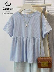 Camisa de mujer tejida a rayas verdes - Azul y blanco - Ver 11