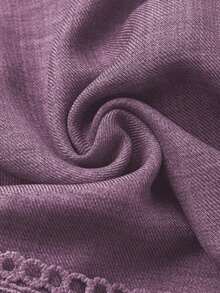 Clasi Vestido mini de manga abullonada con ribete de encaje de unicolor para mujer, para verano - Púrpura malva - Ver 6