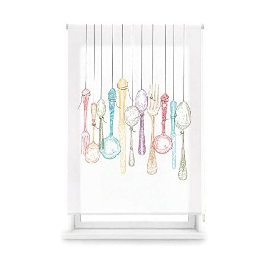 KIWI | Translucent Digital Roller Blind For Kitchen, Model C-Cutlery, Sizes From 90 To 170 Cm Wide X 180 Cm High, Thermal Insulating Digital Roller Blind - C-cutlery - View 1