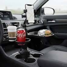 Dudukan Ponsel Mobil 4-in-1 dengan Tempat Gelas, Baki Makanan, dan Ruang Penyimpanan - Aksesori Mobil Tahan Air yang Dapat Diatur - A - View 1