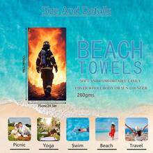 1pc Firefighter Beach Towel, Super Absorbent Oversized Beach Blanket, Suitable For Travel, Swimming Pool, Diving, Surfing, Yoga, Camping, Available In Multiple Sizes, Beach Accessories - Firefighters - View 13
