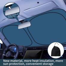 57" X 31" Windshield Sun Shade, Blocks 99% Of Heat To Keep Interior Cool, Universal Fit For Cars & SUVs, Summer Car Sun Shade, Sun Visor & Auto Accessories - Navy Blue - View 2