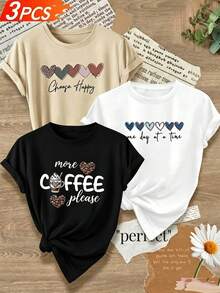 Set de Prenda individual, no un conjunto de 3 piezas, 1 piezas/set de camisetas de manga suitable for streetwear, Top oversized cuello redondo daily outings, camping, concerts, hip-hop, rock, and rap events camisetas de mujer de manga corta con cuello redondo y estampado floral, de estilo casual y versátil para el verano - Negro - Ver 1