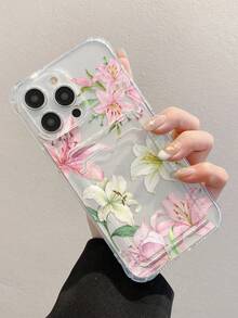 White Magnolia Floral Painted Hollow Transparent Card Slot Phone Case, Minimalist Fashion Creative Shockproof Protective Shell, Compatible With IPhone 17/17 Pro/17 Pro Max/16/11/16 Pro/16 Plus/16 Pro Max/16e/15 Pro Max/13/14/12/XS/XR/7G/8P, Compatible With Samsung Galaxy S25/S25 Plus/S25 Ultra/A16/A36/A26/A56/A50/A12/A32/A52/A72/A51/A21S/A13/A14/S24/S24 Plus/S24 Ultra/S20/S23/S22/A53/S20 FE/S21, Compatible With Xiaomi 11/12 Pro/12/12X/13 Pro/14 Pro/15 Pro/X3 Pro - Multicolor - View 4