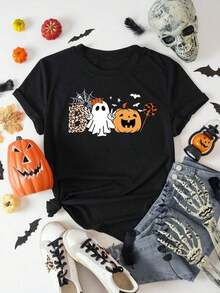 Camiseta con estampado de halloween - Negro - Ver 1