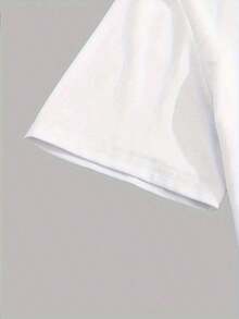 Camiseta casual de manga corta de cuello redondo de unicolor para hombre - Blanco - Ver 4