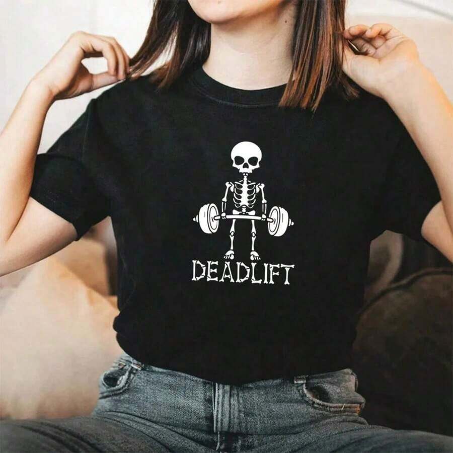 Respirable 1pc Camiseta informal de algodón con cuello redondo para mujer Camiseta deportiva para mujer Camiseta para hombre Camisetas para parejas Regalo de San Valentín Regalo de cumpleaños Regalo de Navidad Camiseta unisex Apta para todas las estaciones, 100 % algodón, top deportivo mujer - Negro 2 - Ver 1