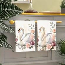 1pc/2pcs Cute Healing Style Swan Pattern Printed Handkerchief. The Size Is 16 * 24 Inches, Suitable For Kitchen Decoration Or Exquisite Gifts. It Can Be Used For Cleaning And Wiping Items, As Well As For Home Decoration. Suitable For Various Purposes In Kitchens And Restaurants, It Is An Ideal Kitchen Utensil. - Multicolor - View 11