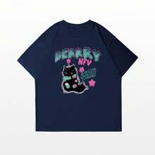 Camiseta de manga corta estampada 100% algodón puro, nuevo diseño de verano, corte holgado, camiseta versátil para uso casual. - Camisa negra de manga corta [DEKK Black Cat] - Ver 4