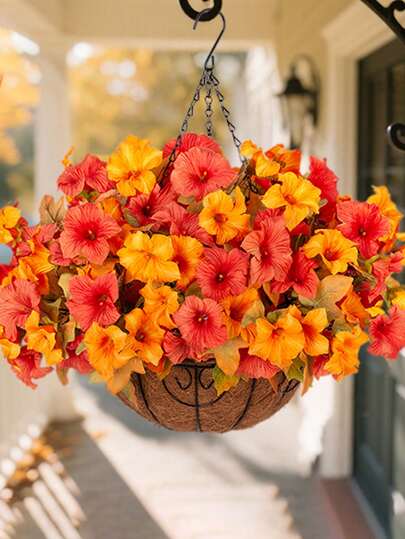 1 cây hoa Petunia nhân tạo, chống tia UV, không phai màu, hoa giả giống thật như hoa bìm bìm bằng lụa, trang trí cho vườn, ban công, sân, hiên nhà, hàng rào, bình hoa, tiệc cưới, sinh nhật, phòng khách, văn phòng, bàn trang trí trong nhà và ngoài trời, trang trí lễ hội mùa thu.