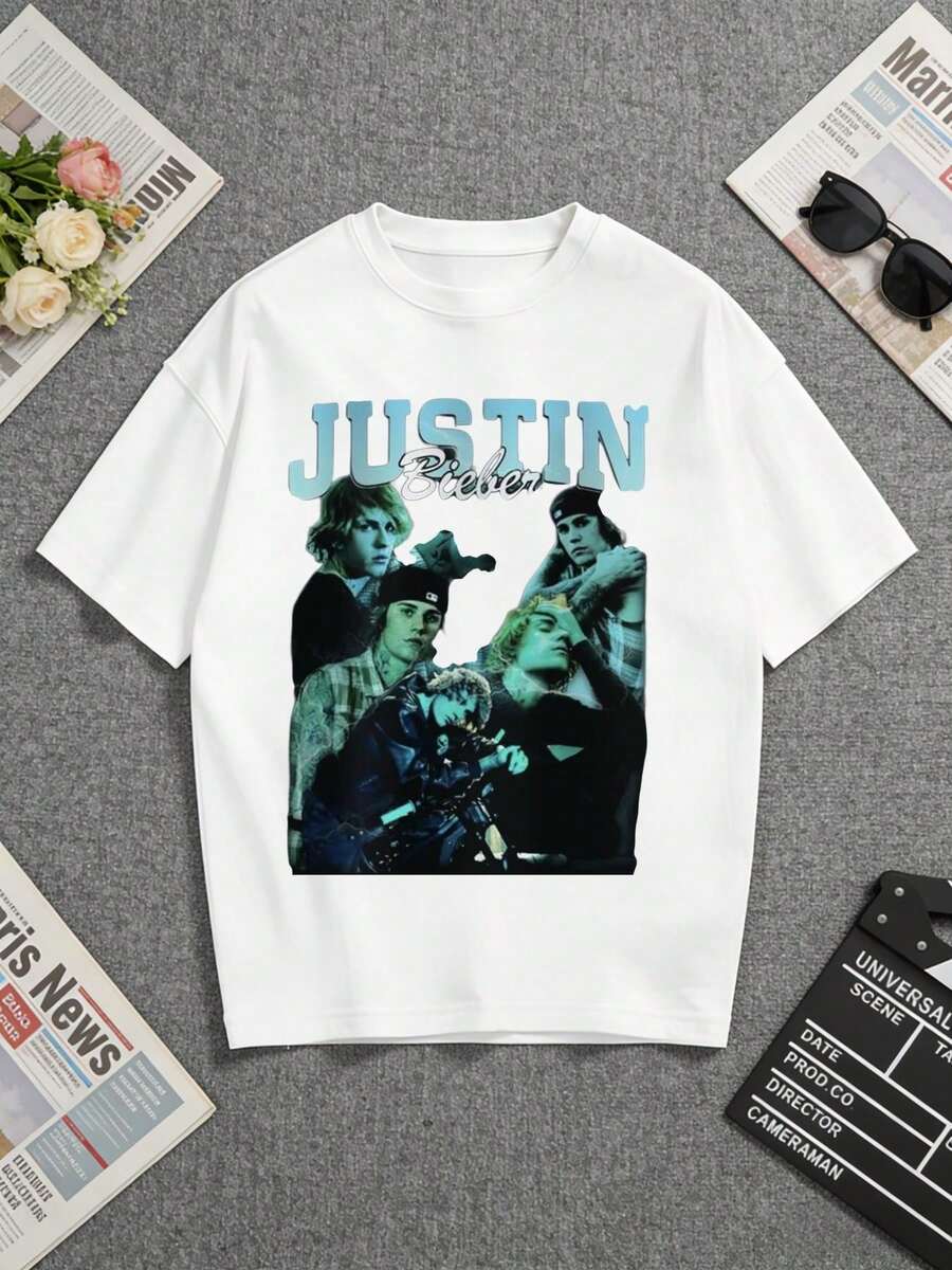 White T-Shirt With A Striking Print. Perfect For Both Fans And Fashion Enthusiasts! A Short-Sleeved T-Shirt Suitable For Home, Everyday Wear, Parties, And Travel-Ideal As A Gift For Friends Or Family. - 白色 - 查看 1