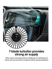 1pc Car Air Vent Mounted Fan With Colorful Lights, 3 Wind Speeds, Low Noise, USB Powered, Suitable For Vehicle Mini Fan - A - View 3