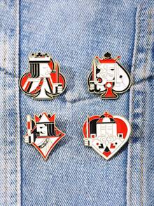 1pc Playing Card King Shape Brooch, Creative Good Luck Metal Badge, Bag/Clothing Decor, Exquisite Design, Versatile Daily/Party Outfit Accessory - Multicolor - View 4