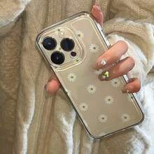 1pc Minimalist Fresh Daisy Flower Transparent Soft Phone Case - Multicolor - View 2