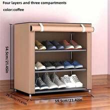 Black Dustproof Shoe Cabinet, Multi-Layer Simple Shoe Rack, Suitable For School Dormitories, Easy To Assemble, Freestanding Shoe Rack, Multiple Layers Available: 6 Layers, 8 Layers (10-Layer Shoe Rack Can Hold About 20-27 Pairs Of Shoes), Dustproof Shoe Rack, Space-Saving Household Storage Rack - Black - View 6