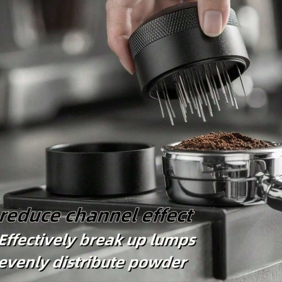 SOKANY Distributor Bubuk Kopi Putar Multi-Ukuran 51/53/58mm, Jarum Stainless Steel, Efektif Memecah Gumpalan, Mendistribusikan Bubuk Kopi Secara Merata, Desain Anti-Selip Pola Berlian, Cocok Untuk Bar Rumahan, Kafe, dan Lainnya - Hitam - View 1