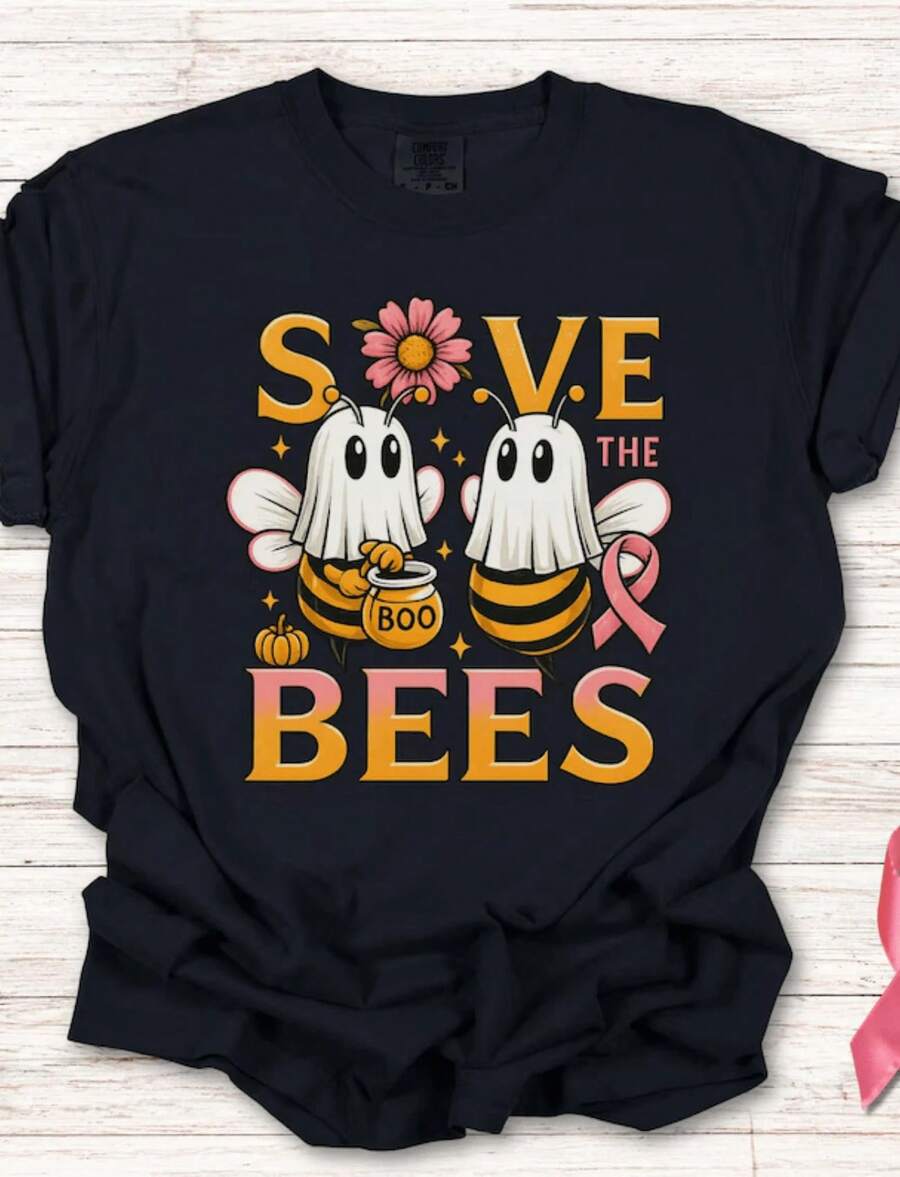 1 camiseta para concientización sobre el cáncer de mama, camiseta con la cinta rosa, apoyo al equipo rosa, atuendo para el cáncer de mama, regalo para supervivientes, camisetas a juego para grupos y familias, 180g 100% algodón. - Negro - Ver 1