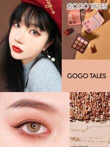 GOGO TALES 9色丝绒眼影盘，包含大地色系珠光和哑光质地，防水防汗，提供适合亚洲烟熏妆的棕色和粉色调，小巧便携，适合日常自然妆容，GOGOTALES - #612 Smoky Gray - 查看 9