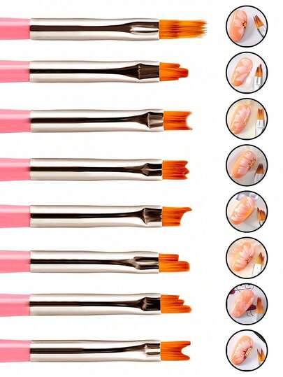 8pcs Acrylic Nail Art Brush Set, Suitable For Flower And Gradient Designs. This Floral Painting Tool Is Applicable For Professional Nail Salons And Home DIY Manicure. Easy To Use, Multiple Styles, Ideal For Beginners. A Great Gift Idea For Christmas Or Mother's Day (Available In Single Piece Or 8pcs Set)