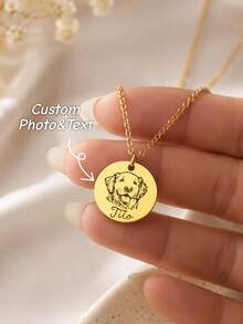 Dây chuyền khắc chân dung thú cưng theo yêu cầu, quà tặng cá nhân hóa, dây chuyền hình chó, trang sức tưởng niệm thú cưng, khắc hình mèo, mạ vàng 18K, tưởng nhớ thú cưng của bạn, động vật dễ thương, món quà không thể thiếu cho chủ nuôi thú cưng, quà sinh nhật. - Vàng - Xem 2