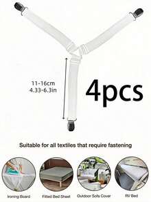 4Pcs Triangular Bed Sheet Clip Set With Adjustable Elastic Heavy Metal Fasteners, Reusable Invisible Anti-Slip Straps For Securing Bed Sheets And Sofa Cushions. Available In Black And White For All Seasons As Practical Household New Year Gifts. - Multicolor - View 9