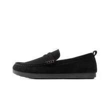 Men's Penny Loafers Suede Leather Moccasins Casual Driving Shoes Slip-On Lightweight Comfortable Shoes - 黑色 - 查看 2