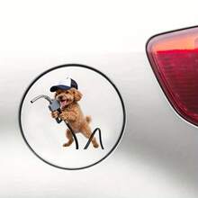 1PC Funny Dog Fuel Nozzle Sticker For Cars, Cute Poodle Gas Pump Vinyl Decal, Removable Pet Lover Auto Art For Fuel Tank Cap Or Bumper - A - View 9