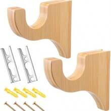 2Pc Wooden Curtain Rod Brackets,Curtain Rod Holders For Window Drapery Rods, Heavy Duty Curtain Rod Supports, Easy To Install,Fits For Bathroom, Bedroom, Wardrobes - 2pcs - View 8