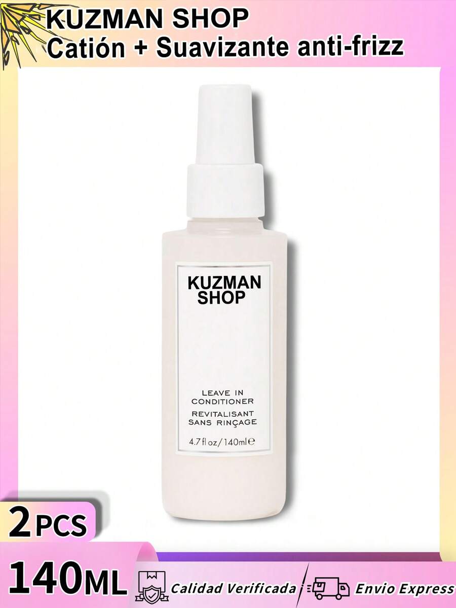 Leave-In Conditioner Anti Frizz con Keratina y Aceites Vegetales, Hidratación y Reparación para Cabello Seco, Rizado y Dañado, Spray Desenredante con Protección Térmica para Peinado Diario, 140ml - 2 piezas - Ver 1
