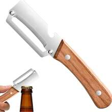 2pcs Multi-Function Kitchen Vegetable Peeler, 2-In-1 Stainless Steel Kitchen Tool With Wooden Handle And Bottle Opener, Suitable For Fruits Apple Potato Pumpkin Papaya - Multicolor - View 11