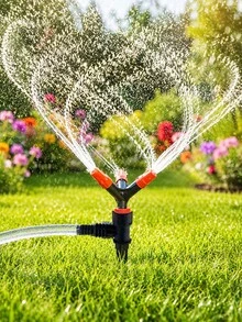1 vòi phun nước tưới cỏ tự động xoay 360° với phạm vi phủ sóng rộng, thích hợp cho việc tưới cỏ sân vườn và làm mát trên mái nhà. - C - Xem 1