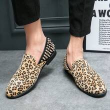 ZCZ Men's Leopard Print Loafers, Slip-On Casual Leather Shoes, Low-Top Moccasins - Leopard Print - View 4