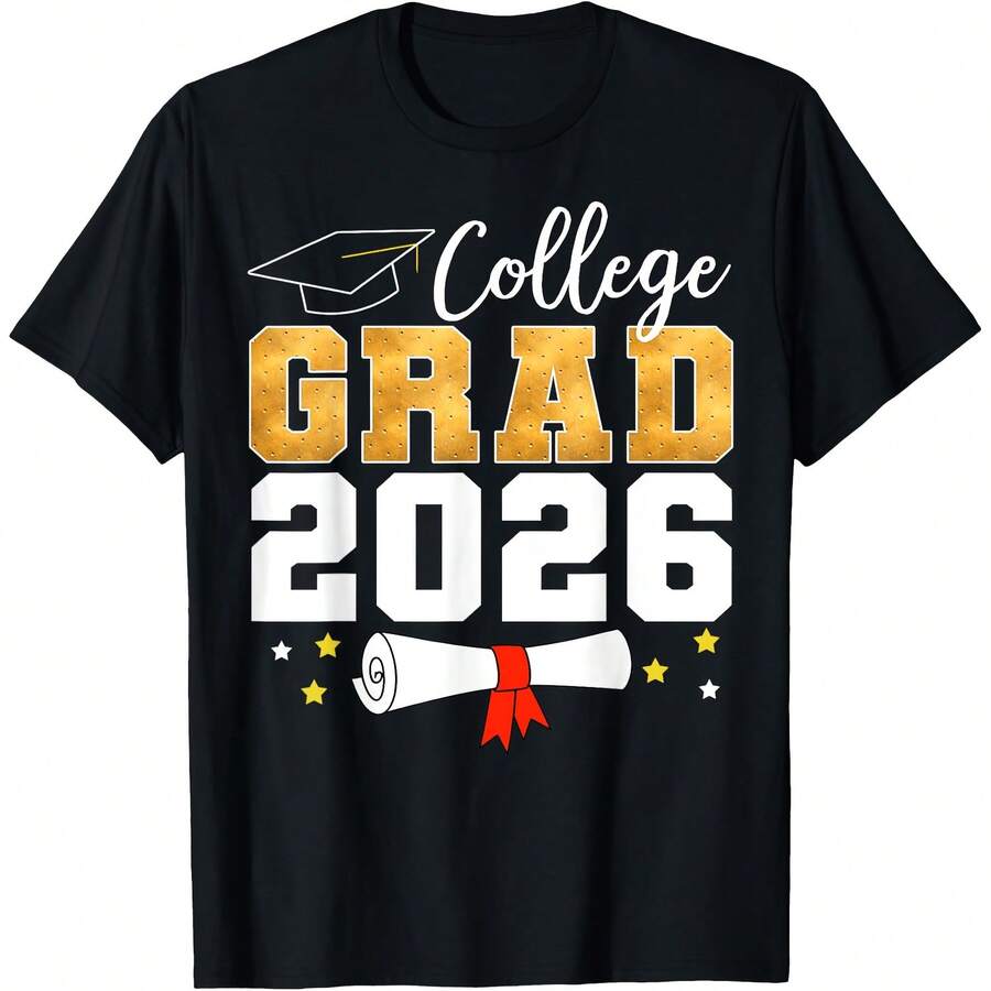 College Class Of 2026 Graduate Student School Graduation T-Shirt - Black - View 1