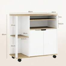 Kitchen Trolley With Wheels, Storage Space, Cabinet, Adjustable Shelves, For Kitchen, Living Room, Dining Room, White. - 白色 - 查看 3