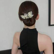 1 Piece Fashionable And Versatile Elegant Literary Full Diamond Pleated Headband For Going Out And Commuting Temperament Hair Pressing Headband Hair Accessories - 金色 - 查看 1