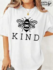 Modara Women's T-Shirt | White Front Print Of A Bee And Friendly Graphic | Comfortable Casual Wear For Everyday Outings And Relaxed Moments - 白色 - 查看 1