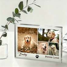 Customized Acrylic Photo Frame, Custom Cat Dog Photo Acrylic Plaque, Personalized Pet Memorial Gift, Horizontal Rectangular Desktop Display, Pet Sympathy Gift - Multicolor - View 2
