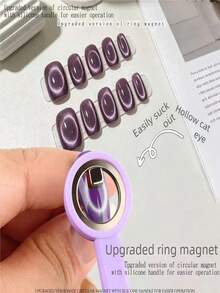 1pc Round Cat Eye Magnetic Nail Art Tool With Handle, Professional Round Magnet Instantly Creates Round Effect, Strong Adhesion, Suitable For Gel Manicure - Multicolor - View 4