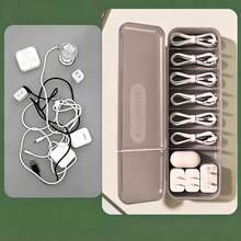 1pc Cable Organizer Box, Cord Storage Box, Desktop Cable Management, Multi-Compartment Cable Box, Dustproof Storage Container, Charger Organizer, Earphone Storage Box, Small Accessories Organizer Case, Home Office Desk Organizer - View 5
