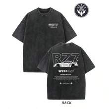 1 pieza Camiseta de manga corta de cuello redondo oversize unisex desgastada y lavada, 100% algodón pesado de 220g, diseñada por artistas Y2K estilo americano vintage, estampado gráfico de nombres de ciudades, ideal para uso diario, conciertos y festivales - Negro - Ver 6