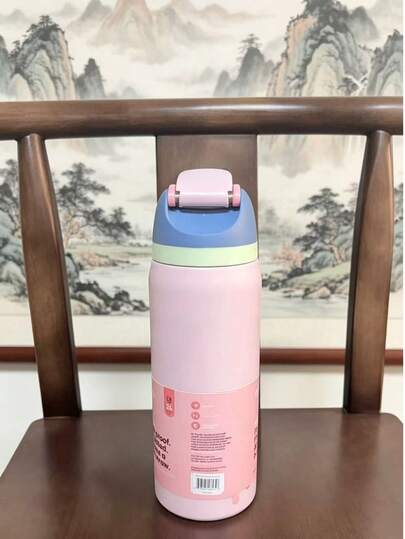 New O-WALA Stainless Steel Straight Vacuum Flask, Multi-Color Options, Press Button Handheld Design, Minimalist Fashionable Efficient, Suitable For Students And Car Use