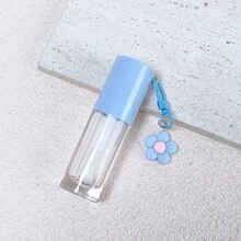 1 cái hộp đựng son bóng rỗng 6ml màu hồng, trắng, tím, xanh lá cây, xanh dương, có cọ lớn, kèm ống đựng son bóng và dầu dưỡng môi, có móc khóa hình hoa. - Nhiều màu - Xem 9