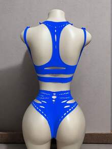 New Style Hot Women Breastless Crotchless Sexy Lingerie Erotic Babydoll Tights Open Bra Porn Desire Underwear - 藍色 - 查看 4
